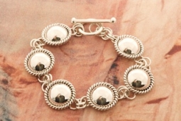 Navajo Artist Artie Yellowhorse Sterling Silver Link Bracelet